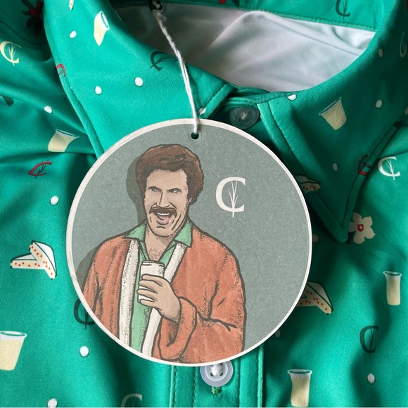 Criquet Golf Polo Shirt Mens M Green Augusta Print Floral Geometric Activewear - Picture 6 of 12